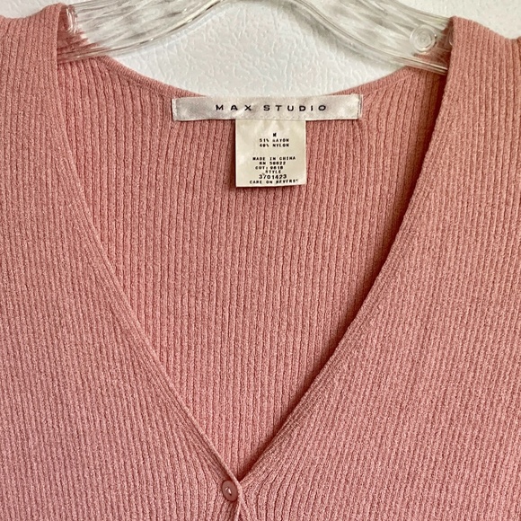 Peach MAX STUDIO Flutter Sleeve Cardigan Sweater - Picture 7 of 8